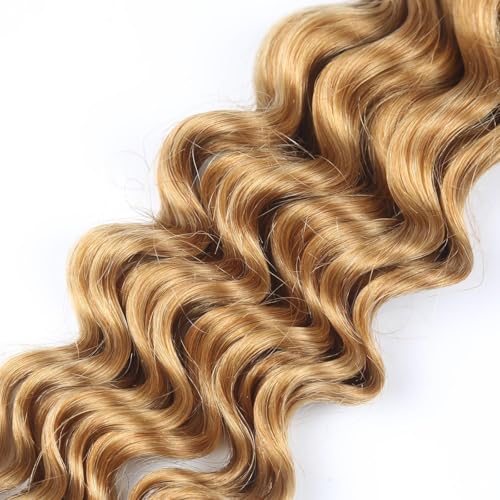 Human Braiding Hair Deep Wave Bulk Human Hair Braiding 100g/Pack 20 Inch Color 27# 10A Brazilian Virgin Human Hair No Weft Curly Braiding Extensions for Boho Braids (Color27#, 20inch,100g)