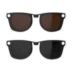 HIBLOKS 2Pcs Polarized Clip for Ray-Ban Meta Wayfarer RW4006 & Gen 2 RW4012 Regular (50-22), Shiny Black Frame Discoloration Clip for RayBan Meta Gen 2 Protect Your Eyes, (Black+Brown)