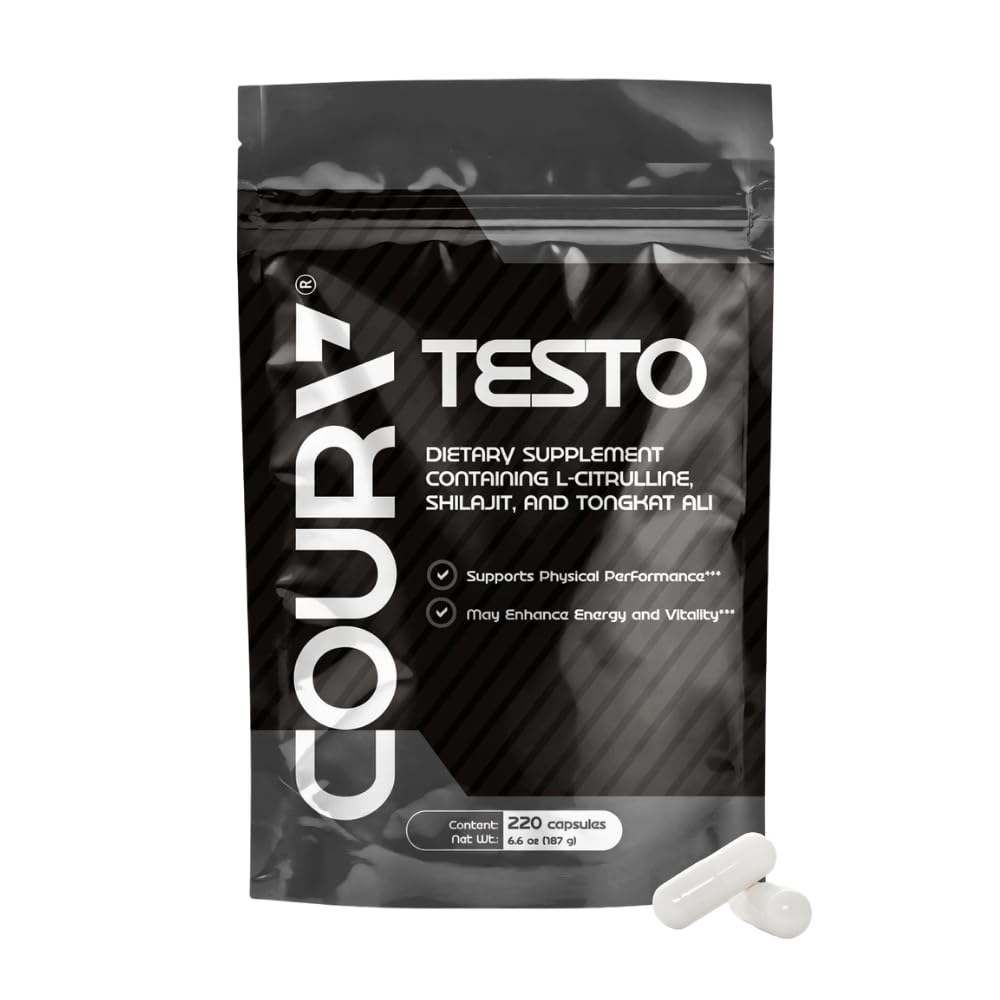 COURA Men's Testo Booster Multivitamin, Shilajit Zinc, 220 Capsules 55 Serv