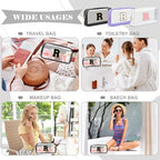 Personalized Initial Letter Clear Makeup Bag,Preppy Small Nylon&PVC Cosmetic Zipper Bag with Chenille Letter,Travel Skincare Toiletry Bag,Monogram Christmas Gift for Teen Girls Women,R