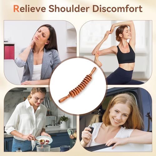 Wooden Cellulite Massage Roller Stick, Wood Therapy Massage Tools, Lymphatic Drainage Tool Cellulite Massager for Cellulite Reduction, Muscle Tension and Body Shaping, Contouring