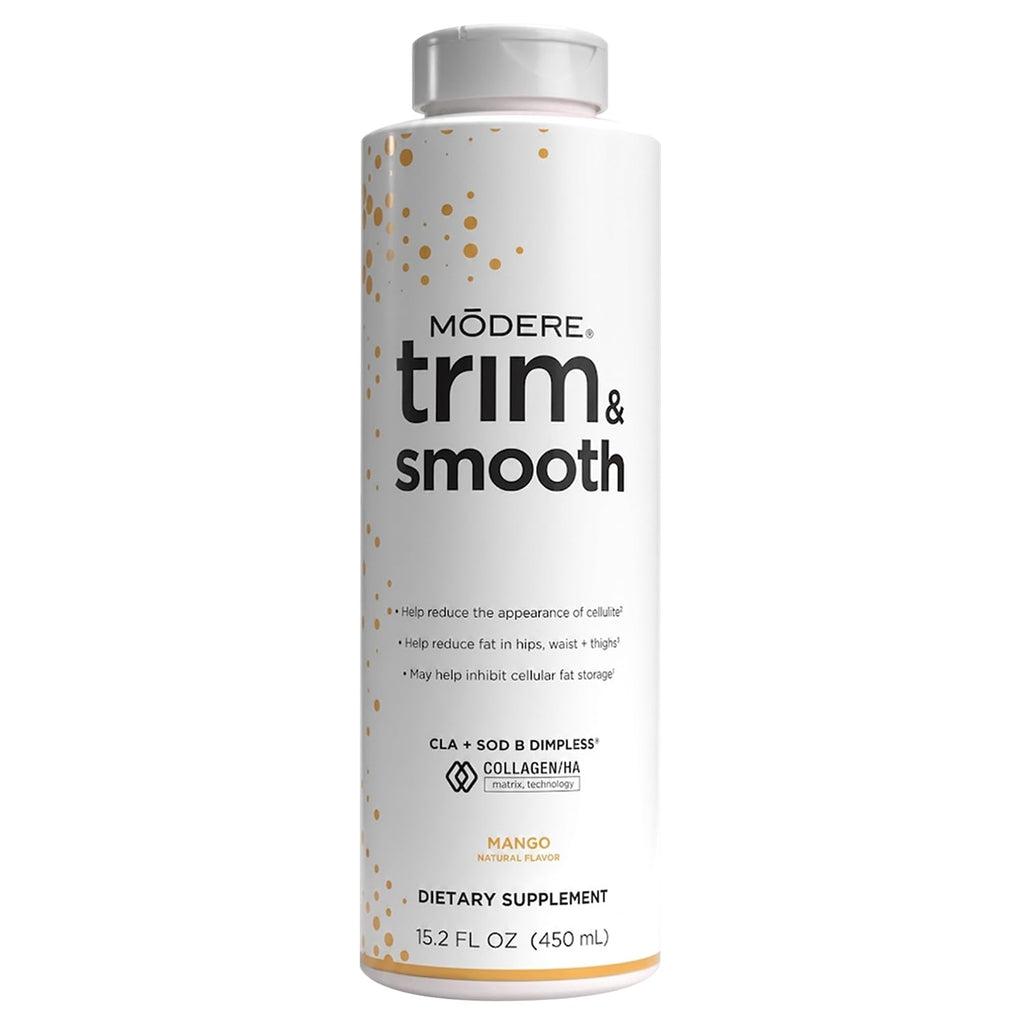 Modere - Trim & Smooth Mango - Supports Cellulite Appearance, Body Composition with CLA, SOD B Dimpless, Collagen/HA Matrix. Bottle - 450 ml