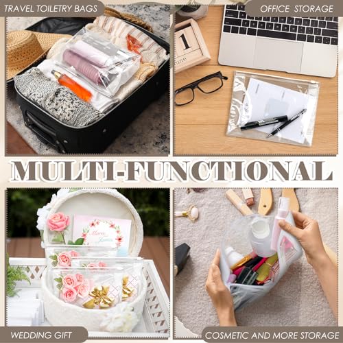 Xuniea 50 Pieces Mini Clear Makeup Bag Small Clear Zipper Pouch Travel Bag for Toiletries Plastic Cosmetic Organizer Waterproof for Women Men Vacation(7.1'',8.6'',9.8'',Transparent)