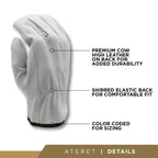 ATERET 12 Pairs Small Heavy Duty Durable Cowhide Leather Work Gloves I Driver Gloves for Truck Driving, Warehouse, Gardening, Farming