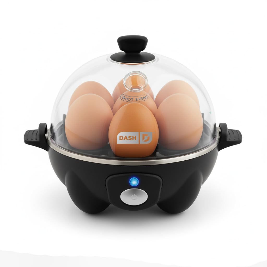 Dash Rapid Egg Cooker, 7 Eggs, Hard Boiled, Poached & Omelettes, Black