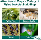 Safer Brand 5026 Houseplant Sticky Stake Insect Traps for Indoor Plants - Controls Fungus Gnats, Whiteflies, Midges, Thrips, Fruit Flies, and Black Flies - 12 Pack, 84 Traps