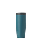 Owala SmoothSip Slider Insulated Stainless Steel Coffee Tumbler, Reusable Iced Coffee Cup, Hot Coffee Travel Mug, BPA Free 20 oz, Grey/Blue (High Dive)