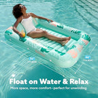 SLOOSH Inflatable Tanning Pool Lounger Float, 70" x 46" Pool Floats Adult with Pillow, 4 in 1 Suntan Tub Raft Floatie,Sunbathing Bed Lounge for Water Blow Up Kids Ball Pit Party Gifts, L-Aqua Blue