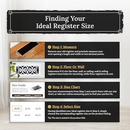 Decor Grates STH612 Classic Collection Floor Register, 6x12 Inches, Textured Black