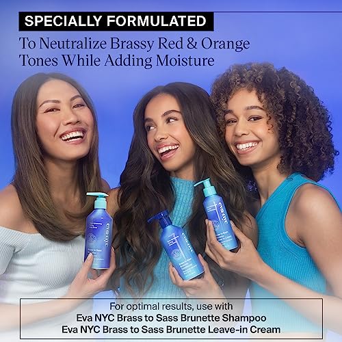 Eva NYC Brass to Sass Brunette Conditioner, Blue Conditioner for Brassy Hair, Neutralizes Brassy Red and Orange Tones, 8.8 fl oz