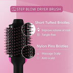 Dual Voltage Hair Dryer Brush with European Plug, Blow Dryer Brush for European Travel, 110V-120V/220V-240V Hot Air Brush and Styler Volumizer with Negative Ion Anti-frizz