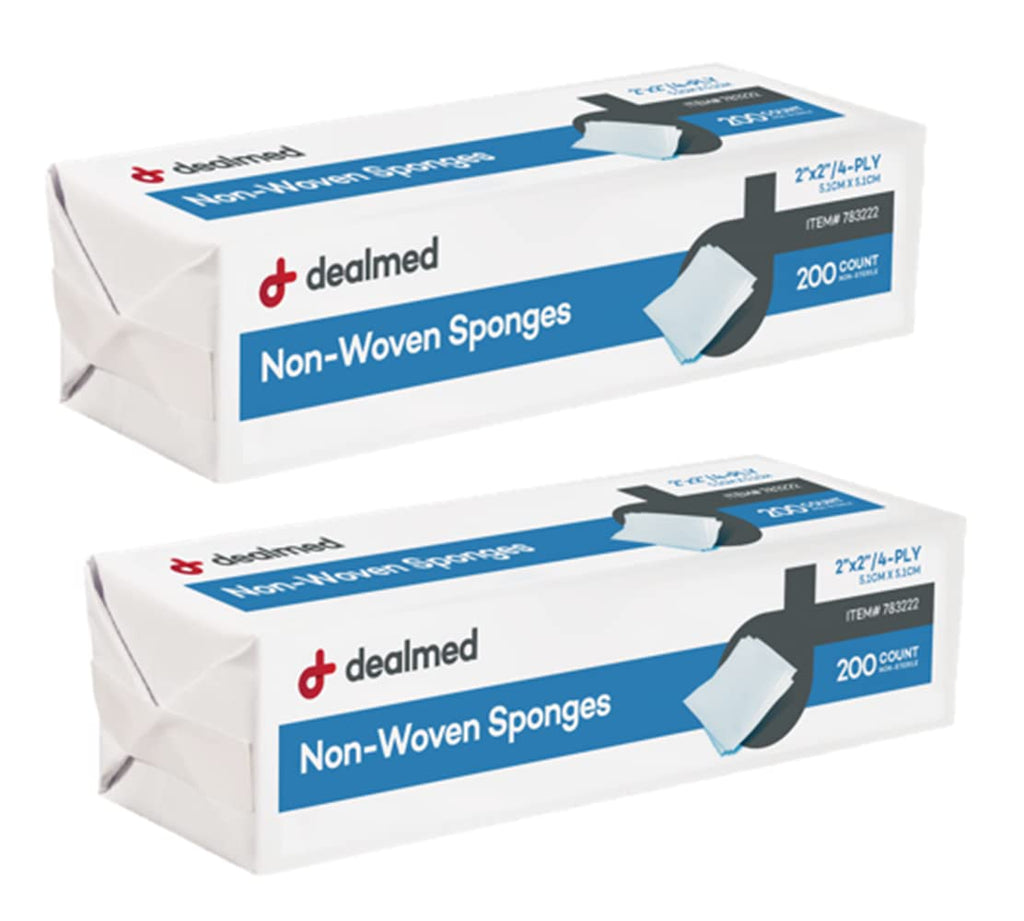 Dealmed 2x2 in Non-Woven Gauze Sponges - 4-Ply Non-Sterile 200 Ct 2 Pack