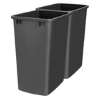Rev-A-Shelf 2-Pack 35 Quart Polymer Replacement Trash Bin, Recycle Waste Garbage Container for Kitchen Cabinet Pullouts, Black, RV-35-18-2 - Large Plastic Bins for Home and Office