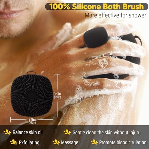 VWMYQ Silicone Body Scrubber for Men, New Upgrade Richer Foam and Effective Cleaning, Premium Silicone Scrubber with Ergonomic No-Slip Handle, Long-Lasting & Easy to Clean, Body Exfoliator Scrubber