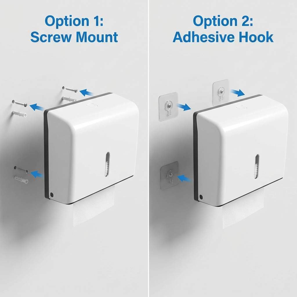 QWORK Wall Mount Paper Towel Dispenser 2 Pack – Tri-Fold Holder with Lock for Bathroom, Kitchen & Office