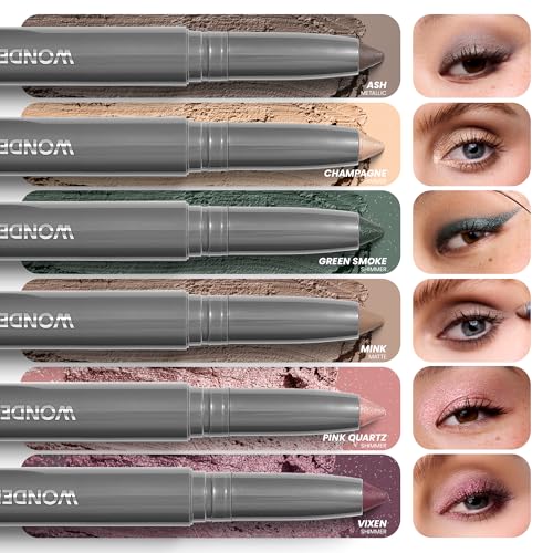 Wonderskin IYKYK Eyeshadow Stick - Longwear Eye Shadow Sticks, Budge-Proof & Waterproof Shimmer Eyeshadow Stick with Built-in Sharpener (Green Smoke)