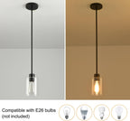 KLSS Black Pendant Lights Kitchen Island,Modern Farmhouse Glass Pendant Light,Light Fixture Kitchen Pendant Mini Hanging Light Fixture for Sink (1 Pack Black stem Rod)