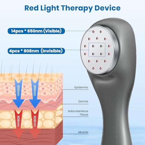 Handheld Red Light Therapy with Stand, Infrared Light Therapy Device for Body, Portable Cold Red Light Machine for Muscle and Joint Pain(4 * 808nm+14 * 650nm)