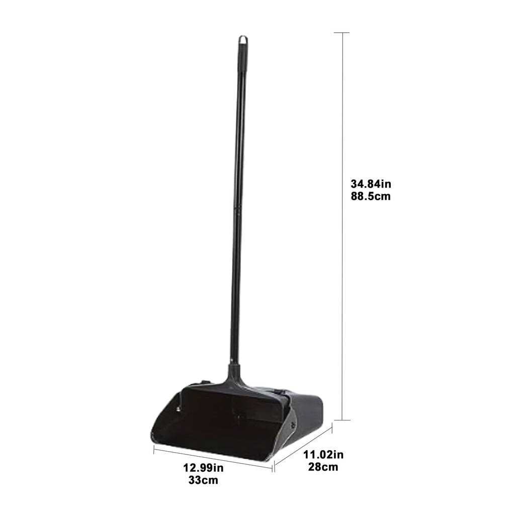 Primero Basics 3-Pack Commercial Upright Dust Pan with Long Handle and Wheels – Heavy Duty Large Dust Pans for Indoor/Outdoor Use, Janitorial or House Cleaning Tools, Black Standing Dustpan