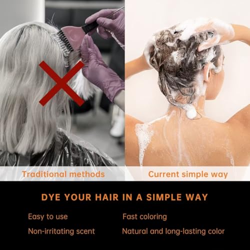 Hair Color Shampoo for Gray Hair- Hair Dye Shampoo,4 In 1 Easy to use Natural&Long Lasting Looking Ammonia Free(Dark Brown)