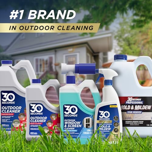 30 SECONDS Outdoor Window & Screen Concentrated Cleaner for Glass, Patio Doors, Fiberglass, Furniture - No Screen Removal Required, Spray & Rinse - Hose End Spray Attachment (2 PACK)