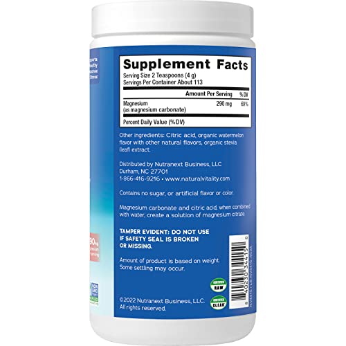 Natural Vitality Calm, Magnesium Supplement, Anti-Stress Drink Mix Powder, Gluten Free, Vegan, & Non-GMO, Watermelon, 16 oz