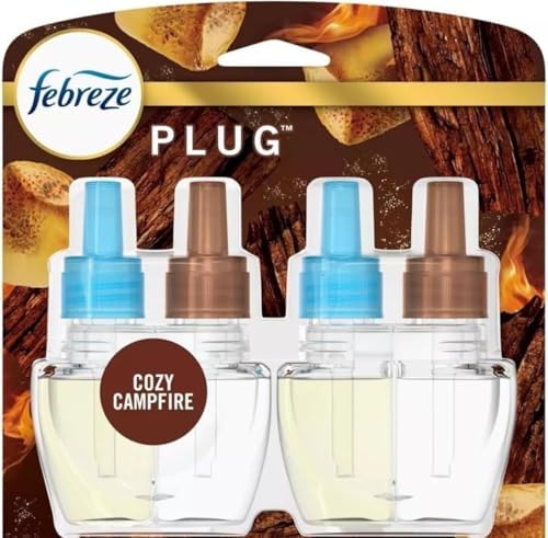 Febreze Odor-Fighting Fade Defy Plug Air Freshener - Cozy Campfire - 1.74 fl oz/2pk + Small Spaces Cozy Campfire (1 Count)