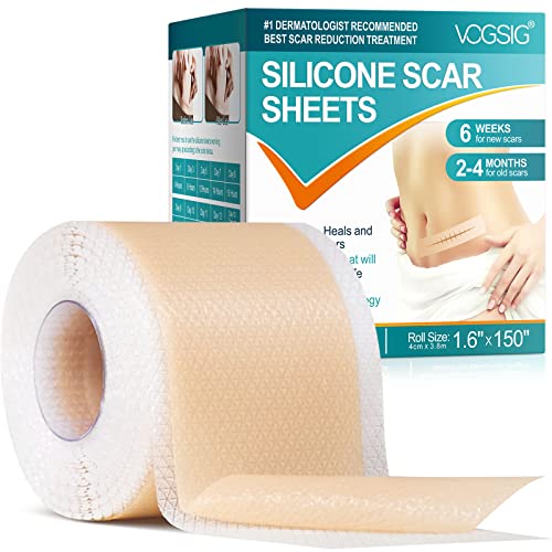 Silicone Scar Sheets,Silicone Scar Tape Roll,Medical Grade Silicone Tape for Scar Removal,Professional Scar Treatment Patch for C-Section,Keloids,Surgical,Acne (Roll Size 1.6''x150''-3.8M)