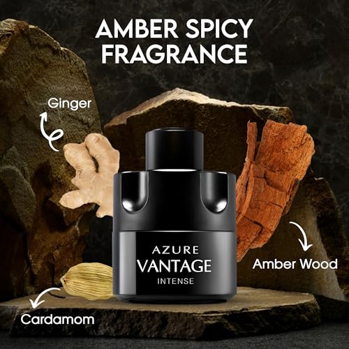 Men's Cologne Azure Vantage Eau De Toilette Body Spray Fragrance For Men- Daywear, Casual Daily Perfume Set with Suede Pouch- 3.4 Fl Oz Bottle- Ideal EDT Beauty Gift for Birthday, Anniversary