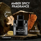 Men's Cologne Azure Vantage Eau De Toilette Body Spray Fragrance For Men- Daywear, Casual Daily Perfume Set with Suede Pouch- 3.4 Fl Oz Bottle- Ideal EDT Beauty Gift for Birthday, Anniversary