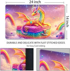 MTG Playmat Magic Card Playmat Game Mat,TCG & CCG Card Games Mat with Free Storage Bags Size 24 x 14 Inches (No with Zones,Dragon3)