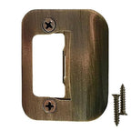 Gator Door Strike Plate with Screws, – 2-1/4" by 1-3/4" Universal Latch Restorer Alloy Steel Lock Hardware for Interior and Exterior Doors, Replacement Door Latch Plate | Antique Brass 4-Pack