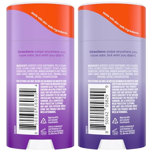 Lume Whole Body Deodorant - Smooth Solid Stick - 72 Hour Odor Control - Doctor Developed - Aluminum Free, Baking Soda Free and Skin Loving - 2.6 Ounce, Pack of 2 (Soft Powder & Lavender Sage)