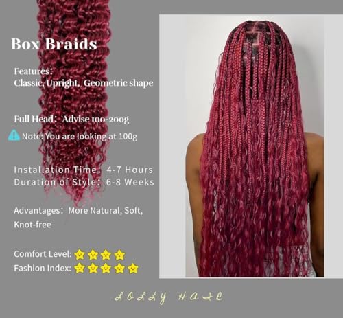 Burgundy Deep Wave Human Braiding Hair for Boho Braids 2 Bundles Total 100g 16 Inch Deep Wave Bulk Human Hair for Braiding No Weft Brazilian Virgin Curly Human Hair Extensions