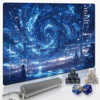 MTG Playmat TCG Playmat -Includes Storage Bag and 14 Dice-Experience Top-Tier Quality and Edge-Locking Waterproof and Non-Slip Mat! (playmat with, Starry Sky)