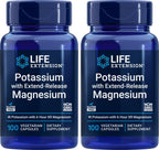 Life Extension 99mg Potassium with Extend-Release Magnesium 250mg, 100 Veg Caps (Pack of 2) - Gluten-Free – Non-GMO – Vegetarian Supplement for Men and Women - Dual-Action Mineral Formula