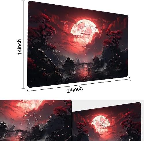 MTG Playmat Size 24x14in Free Storage Bags Non-Slip Backing Printing, Ideal for Card Game Enthusiasts TCG Playmat (No with Zone,Blood Moon Secrets)