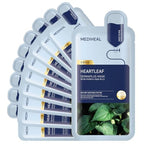 Mediheal Dermaplus Heartleaf Mask (10 Counts) - Daily Vegan Mask for Soothing Skin with Panthenol & Hyaluron, Korean Self Skin Care Sheet Mask