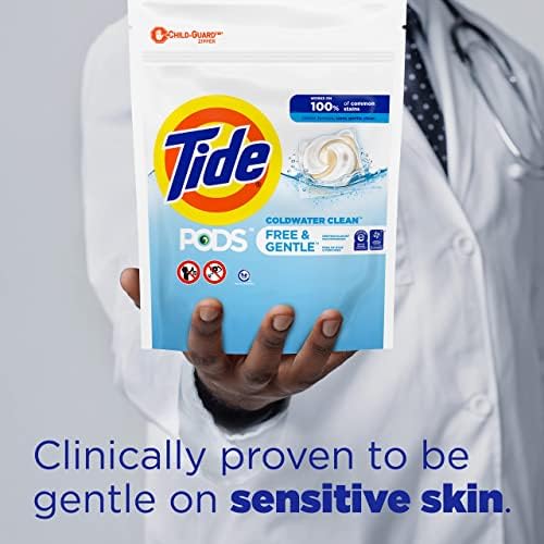 Tide PODS Free & Gentle, Laundry Detergent Soap Pods, Unscented, 3 Bag Value Pack, 111 Count, HE Compatible