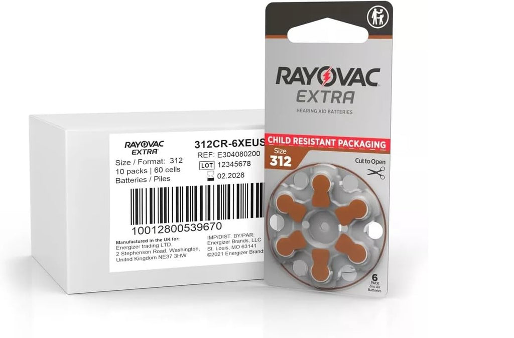 Rayovac Extra Advanced Hearing Aid Batteries Size 312 (120 Batteries) + Keychain