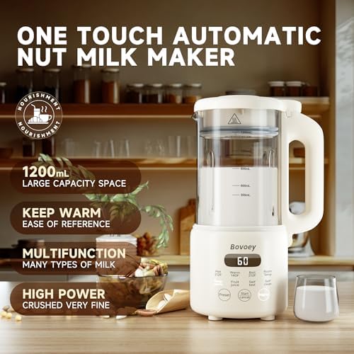 Nut Milk Maker,8 in 1 New Upgrade Soy Milk Maker Automatic for Almond,Oat,Plant-Based Milk and Non-Dairy Beverages,42oz Almond Milk Maker Machine with Delay Start/Self Clean/Boil Water