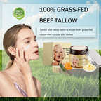 Whipped Beef Tallow and Honey Balm, Grass-Fed Beef Tallow & Raw Wild Honey Blend Moisturizer, 3.5oz, Tallow Face Moisturizer Body & Face Moisturizer Infuses the Body with Honey To Moisturize the Skin