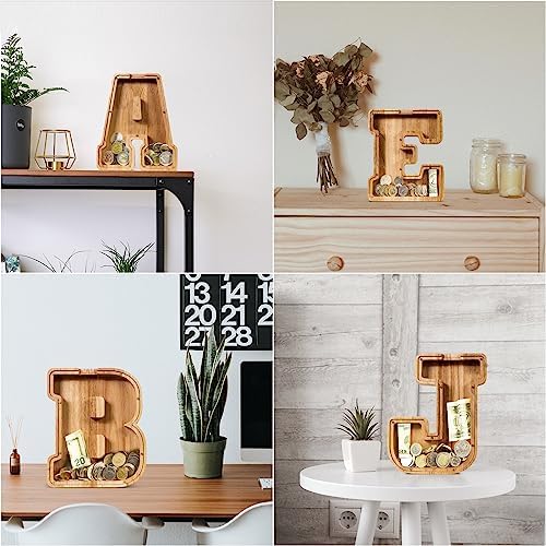 SummiDate Wooden Letter Piggy Bank| Piggy Bank for Boys Girls Toddler| Alphabet O Money Bank| Coin Bank Birthday Gift for Kids|Birthday Gift for Kids (O)