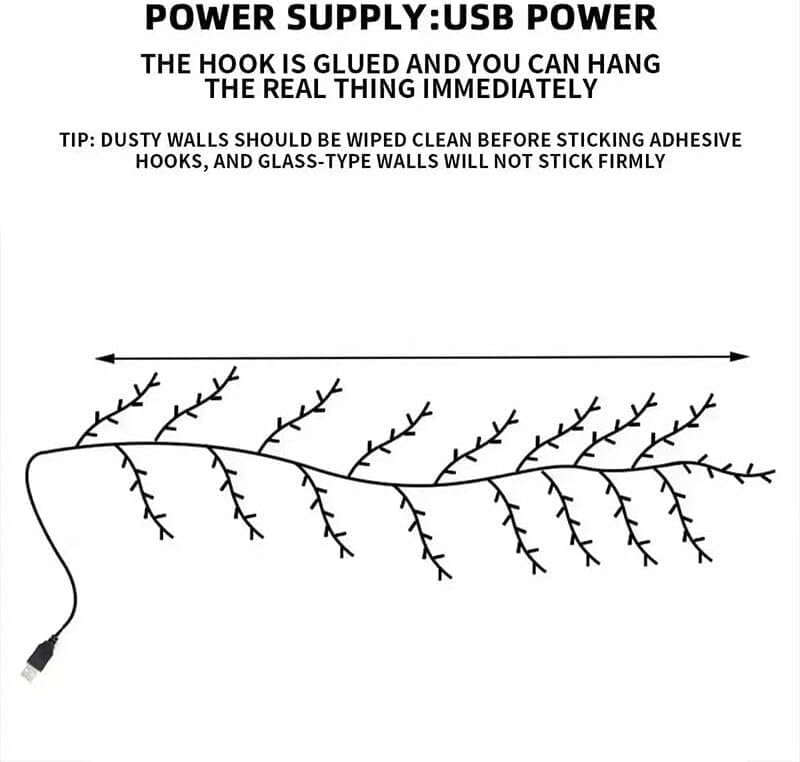 Cherry LED Tree Branch Lights for Wall, Cherry Blossom Willow Vine Twig Decor Garland with 48 LED Lights and Remote,8 Lighting Modes,Christmas Decorations Indoor for Home Wall Door Window (47inch)