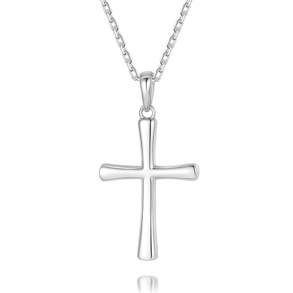 M SHUYUN Silver Cross Necklace for Mother's Day, Handcrafted from S925 Sterling Silver, White Gold Plated. Timeless Design, Bringing Luck, Protection & Faith. Cross Faith Pendant Necklace for Women.