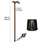 FLYDRUM Wooden Walking Cane for Men and Women, One-Piece Wood Cane, 36 Inch Wood Walking Stick for Men and Women, Ergonomic Wood Cane for Seniors Walnut