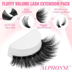 Fluffy Lash Clusters Kit with Bottom Lashes 320pcs Cluster Eyelash Extensions Kit Volume Individual Lashes Kit with Lash Bond and Seal Tweezers by ALPHONSE (150D+200D, 12-20mm)