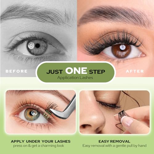 Self Adhesive Lash Clusters 156PCS No Glue Needed Self Adhesive Eyelashes 8-16mm Mix Self Stick Eyelash Clusters Pre-Glued 0.07mm Thickness One-Step Cluster Lashes Press on Lashes