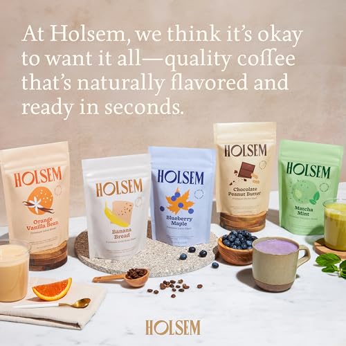 Chocolate Peanut Butter Instant Oat Milk Latte by Holsem Coffee, Organic Ingredients, Premium Coffee, Non-GMO, Vegan, Gluten Free, 5 Servings