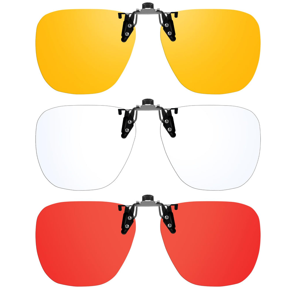 VIEWBETTER 3 Pack Clip On Blue Light Blocking Glasses for Eyes Strain/Light-Sensitive Flip Up Computer Gaming Glasses BL1008